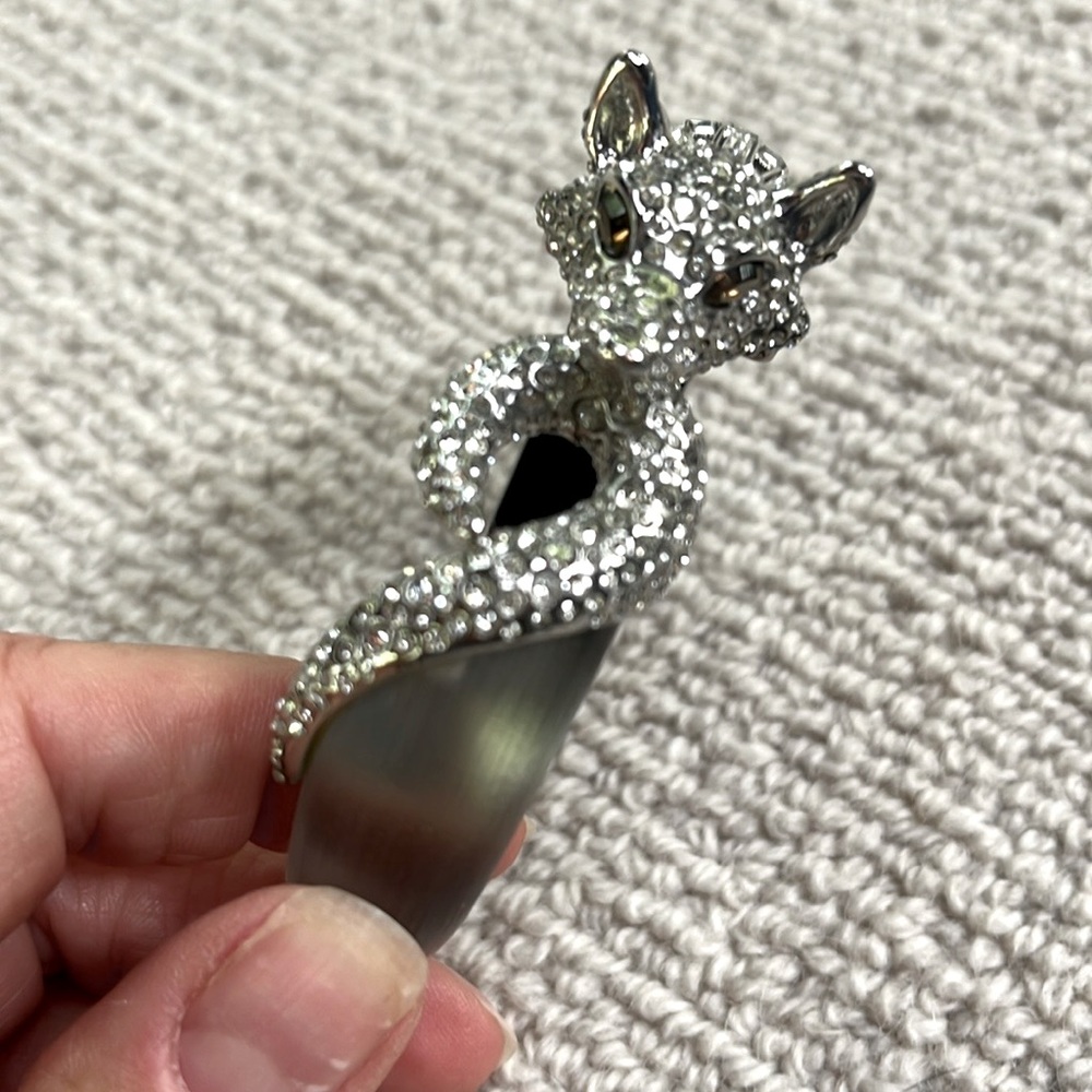 ALEXIS BITTAR elegant, lucite, hinged bracelet with Swarovski crystal fox